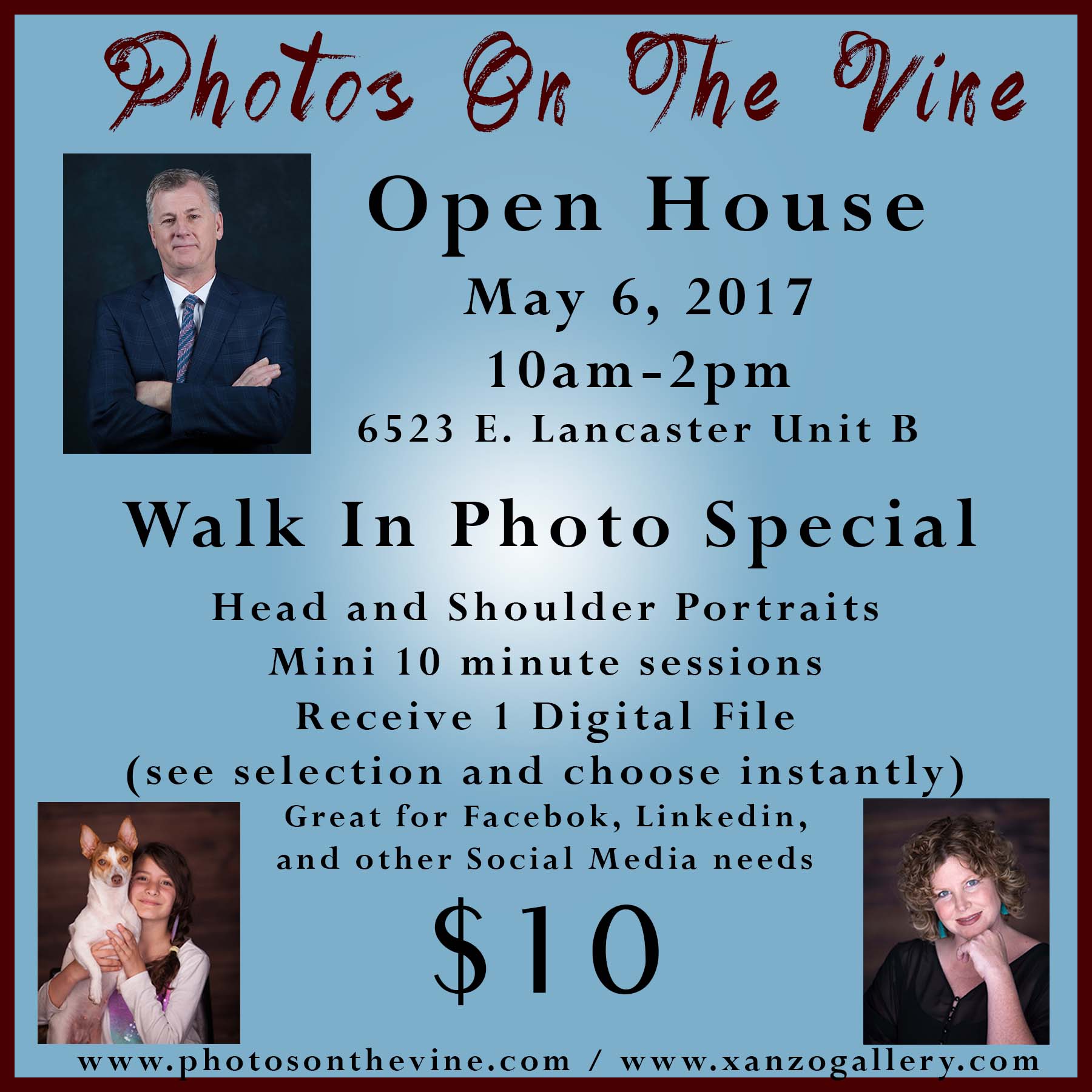 Open House and Head Shot Portrait Special